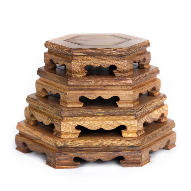 底座花盆实木雕刻工艺品摆件奇石石头花瓶茶壶木雕