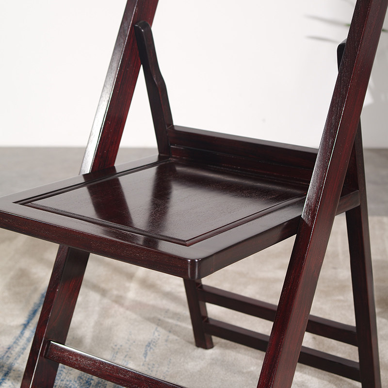 红木家具赞比亚血檀折叠餐椅实木休闲换鞋坐椅古典折叠椅