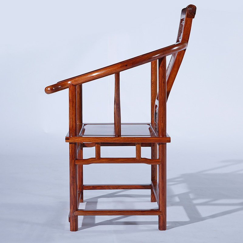 红木家具花梨木卷书椅实木太师椅靠背办公椅中式椅子圈椅