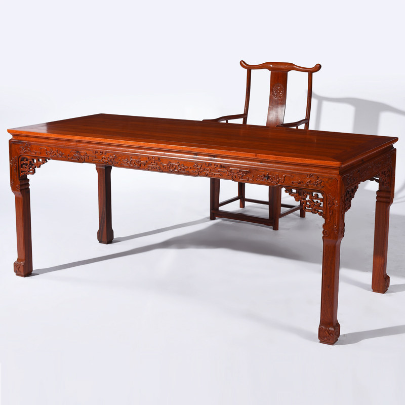 红木家具缅甸花梨木画案中式原木书房书案书法写字书桌