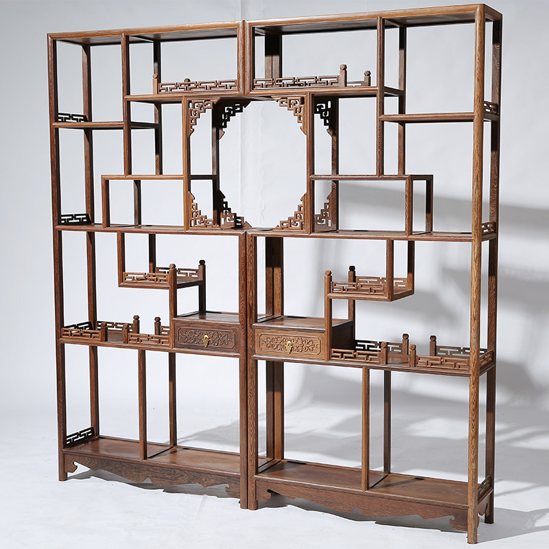 红木家具明清古典中式仿古实木玄关多宝阁古董鸡翅木多宝格