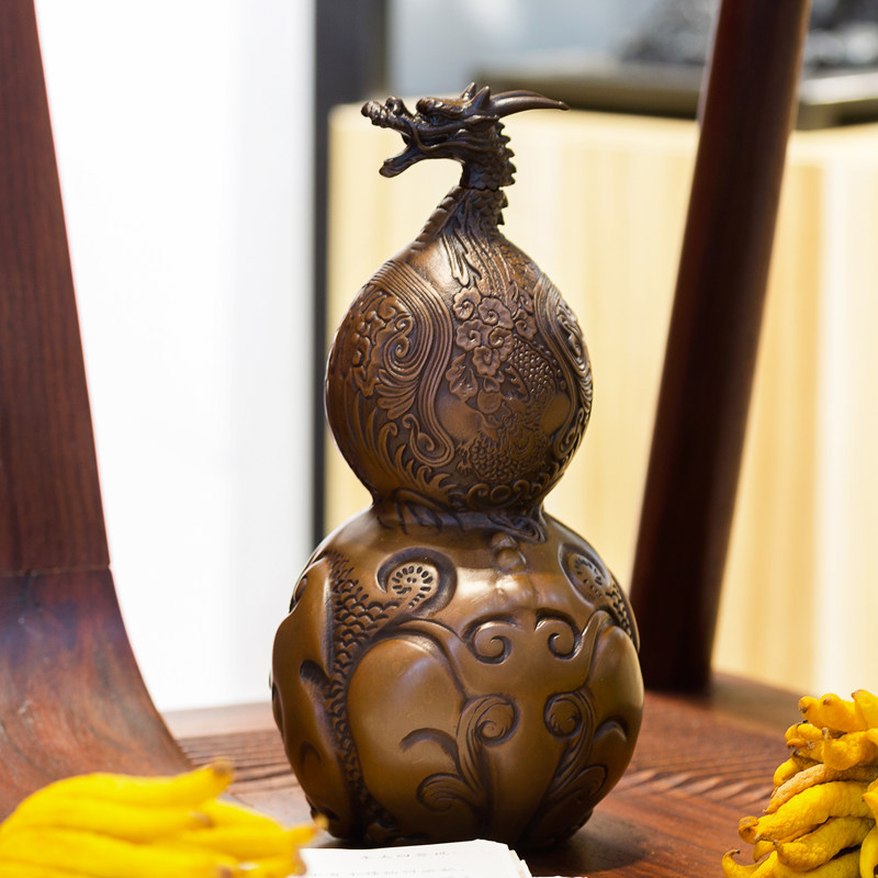 铜韵堂龙头貔貅葫芦摆件开口家居桌面摆设办公室摆件