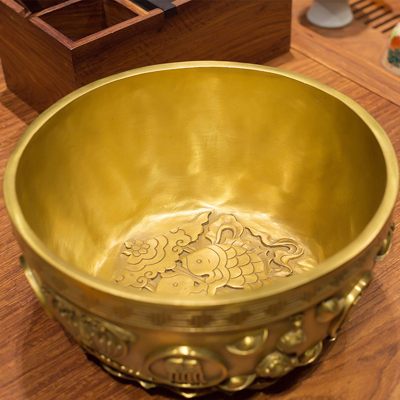 铜韵堂丨沈万三聚聚宝盆摆件存钱罐缸客厅黄铜工艺品摆件