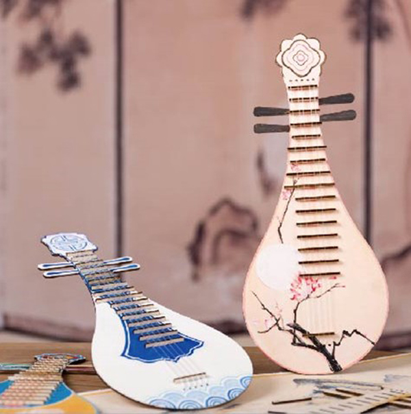 diy手绘粘土琵琶涂鸦乐器儿童美术材料广东手工创意粘贴类