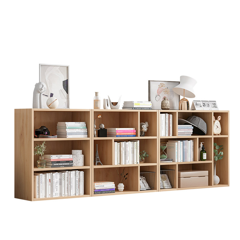 日式仿实木置物架学生书架落地隔断格子柜组合矮书柜电视柜收纳架