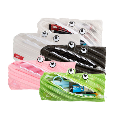 zipit一根拉链透明网纱雾面笔袋学生可爱ins大容量文具盒个性创意