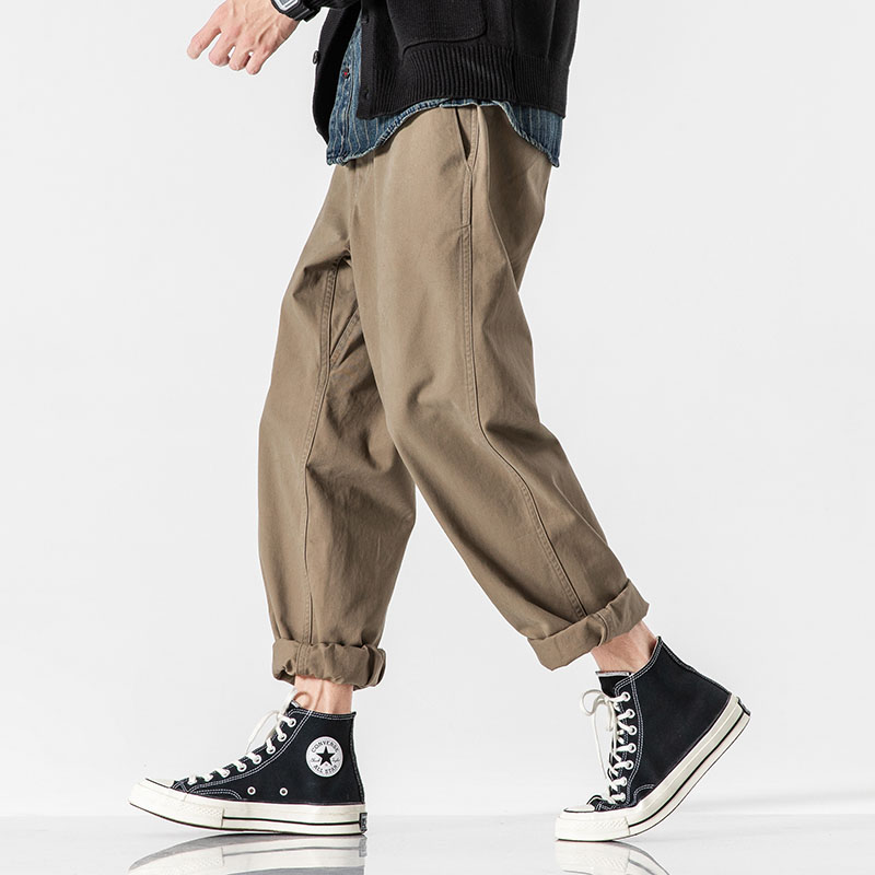 香港工装裤男直筒宽松潮牌春秋长裤港风复古抽绳帅气百搭休闲裤男
