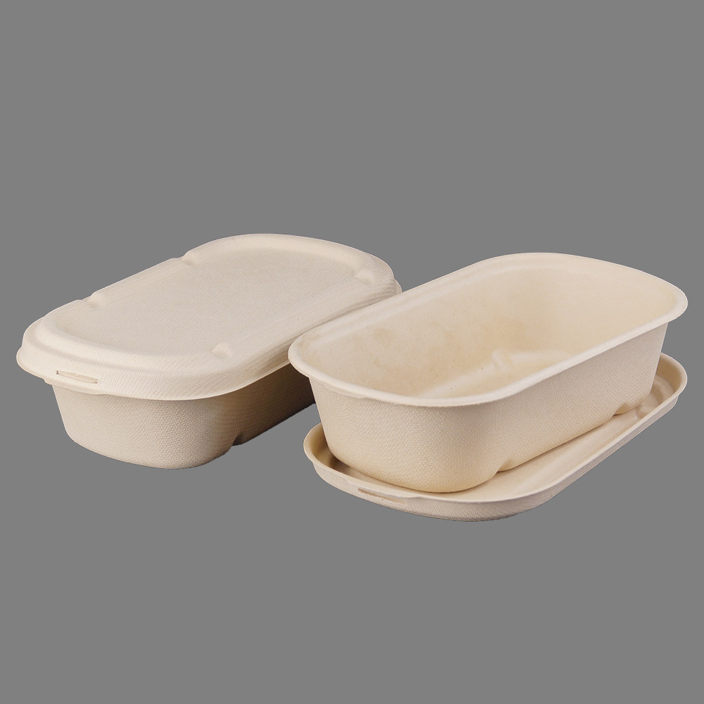 700ml降解一次性外卖健身餐盒纸浆沙拉双格日式一次性餐盒