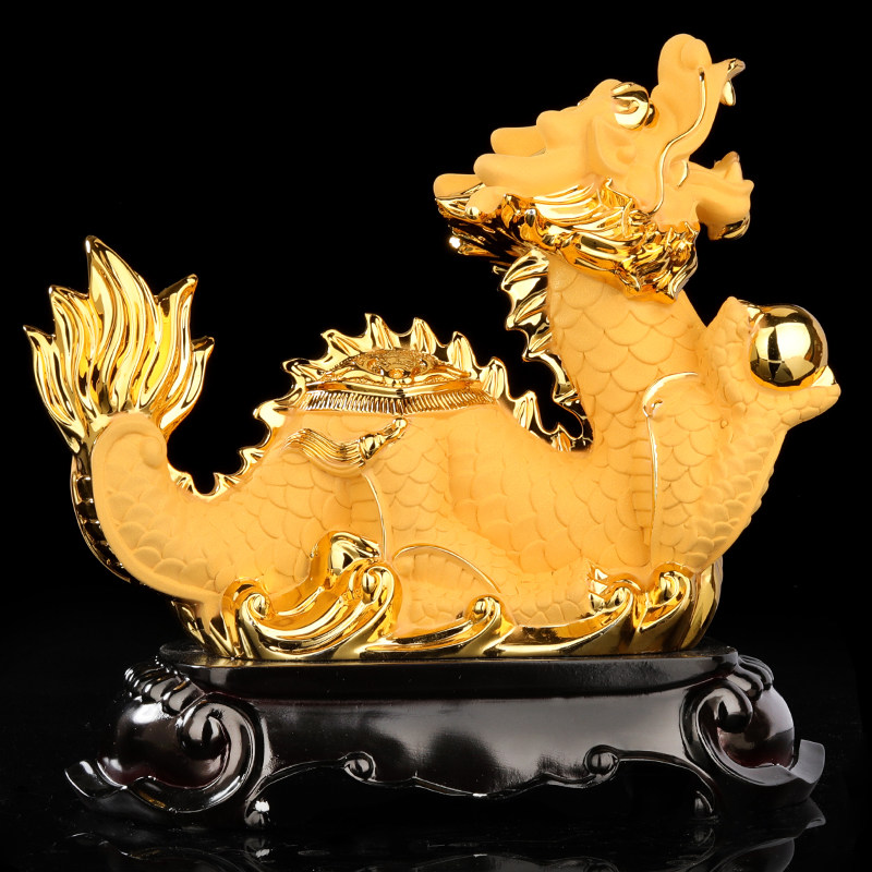 玄龙呈祥摆件生肖龙属龙龙型飞龙金龙客厅摆设办公室桌面吉祥物