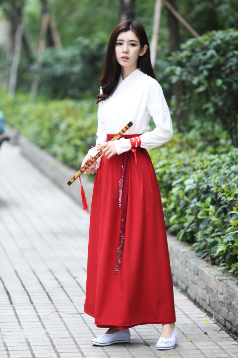 改良汉服女襦裙套装古装服装中国风女装古风日常装鱼鳞刺绣学生装