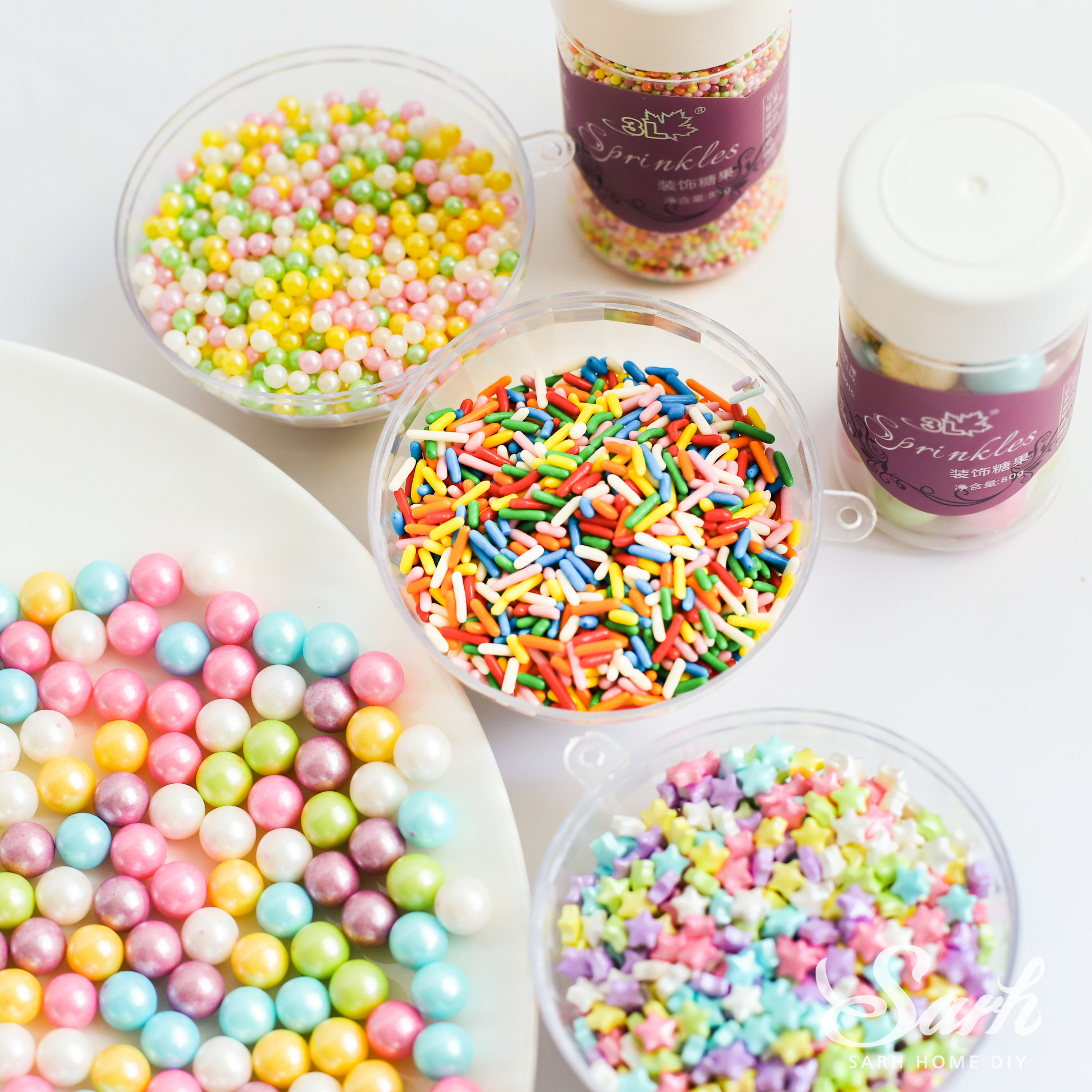 蛋糕装饰糖珠七夕烘焙彩虹混色压片西点冰淇淋节日装扮用品