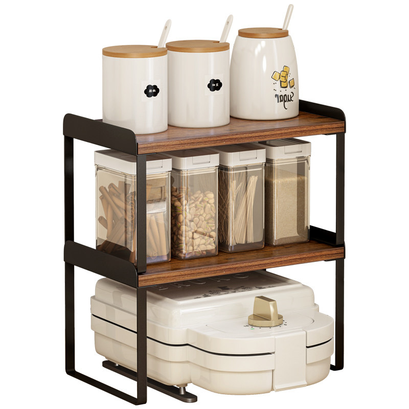 御仕家橱柜黑色分层调料品置置物架厨房台面隔板厨房置物架