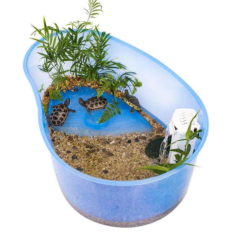 乌龟缸带晒台专用缸养巴西龟盘水陆大型龟箱盒鱼缸