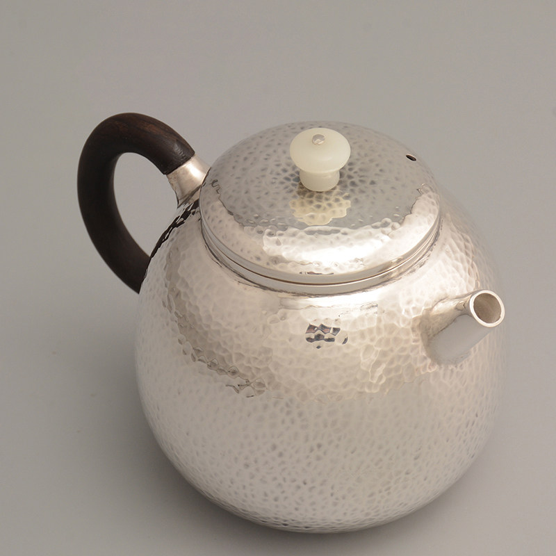 纯银银壶日本六造手工泡茶茶壶小银茶具茶壶