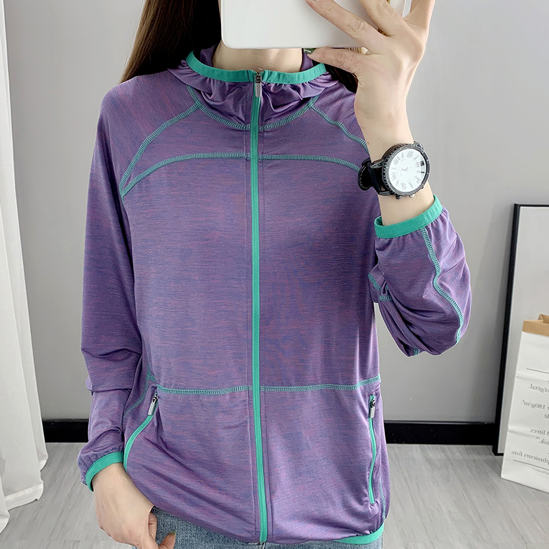 大码速干衣女长袖T恤春夏户外运动跑步健身瑜伽弹力透气防晒外套