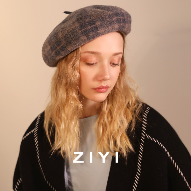 ziyi秋冬新品贝雷帽英伦画家帽时尚帽子女百搭文艺日系韩版蓓蕾