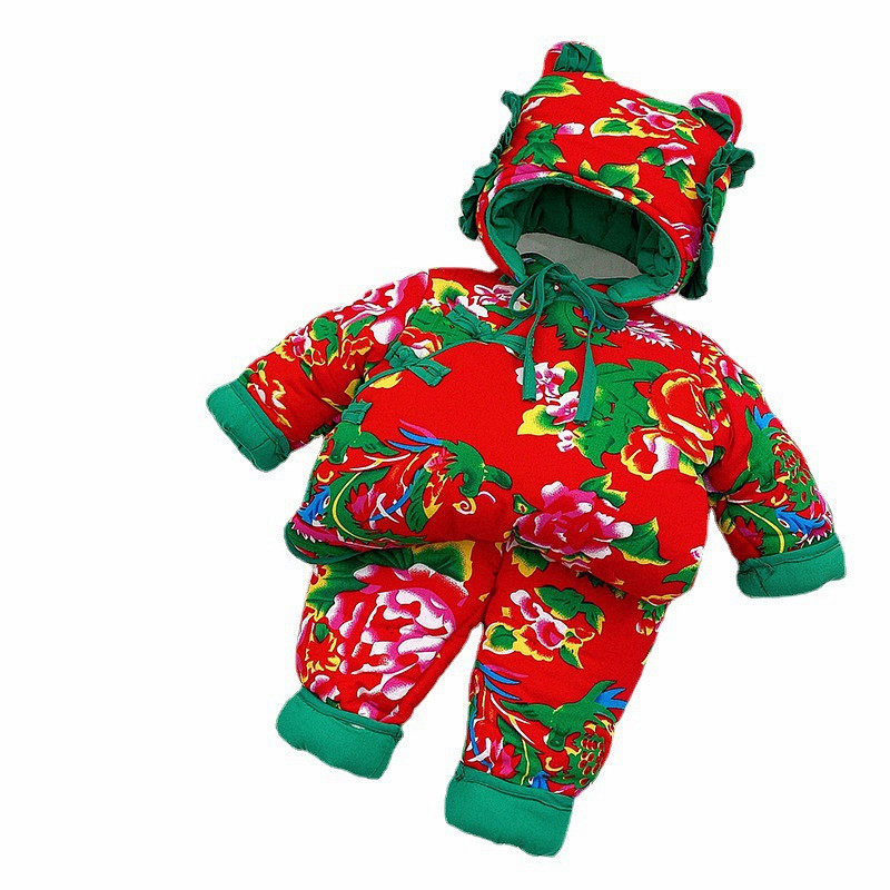 东北北大花布衣服婴儿童女男孩1周岁以下宝宝睡衣