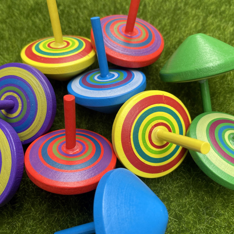 木质彩色陀螺儿童复古男女女孩玩具创意减压陀螺