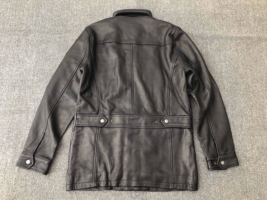 ak赏金猎人美式复古皮衣羊皮中长皮夹克男士古着皮衣