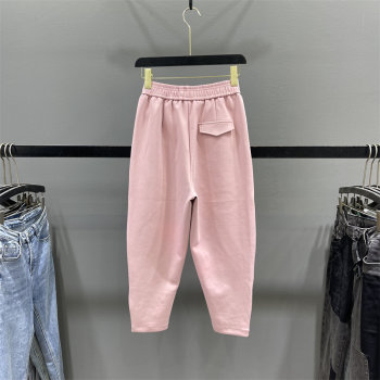 Pink Little Foot Carrot Sweatpants Women's 2024 Spring and Summer New Loose Sports Pants Small Eight-Point Harem Pants