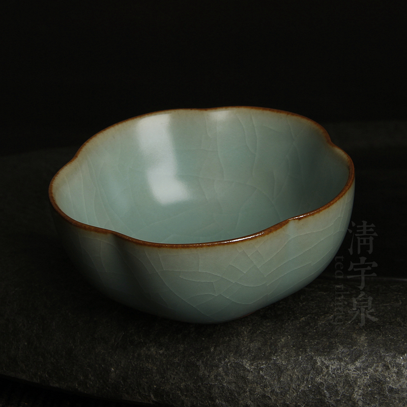台湾蔡晓芳汝窑杯 粉青梅花杯 晓芳窑汝瓷开片主人杯品杯功夫茶杯