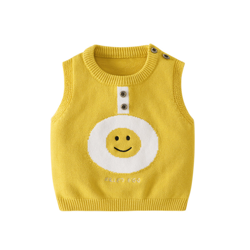 米巴布婴儿针织套头背心秋季男宝宝纯棉毛线马甲男孩子毛衣单件