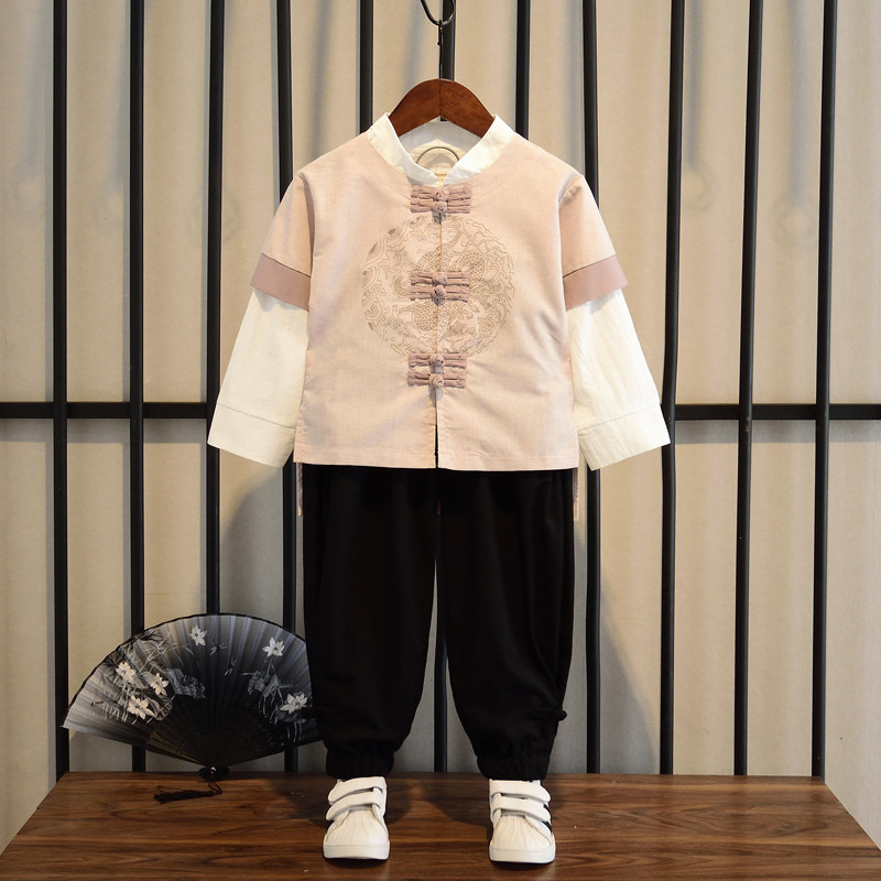 儿童汉服男童中国国风春秋古风演出服小男孩中式唐装