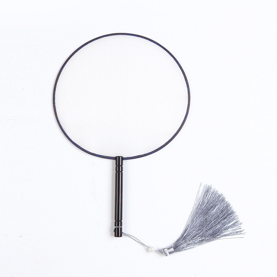 工笔手绘国画diy竹柄圆形真丝熟娟空白团扇子宫扇古装仿古绘画扇