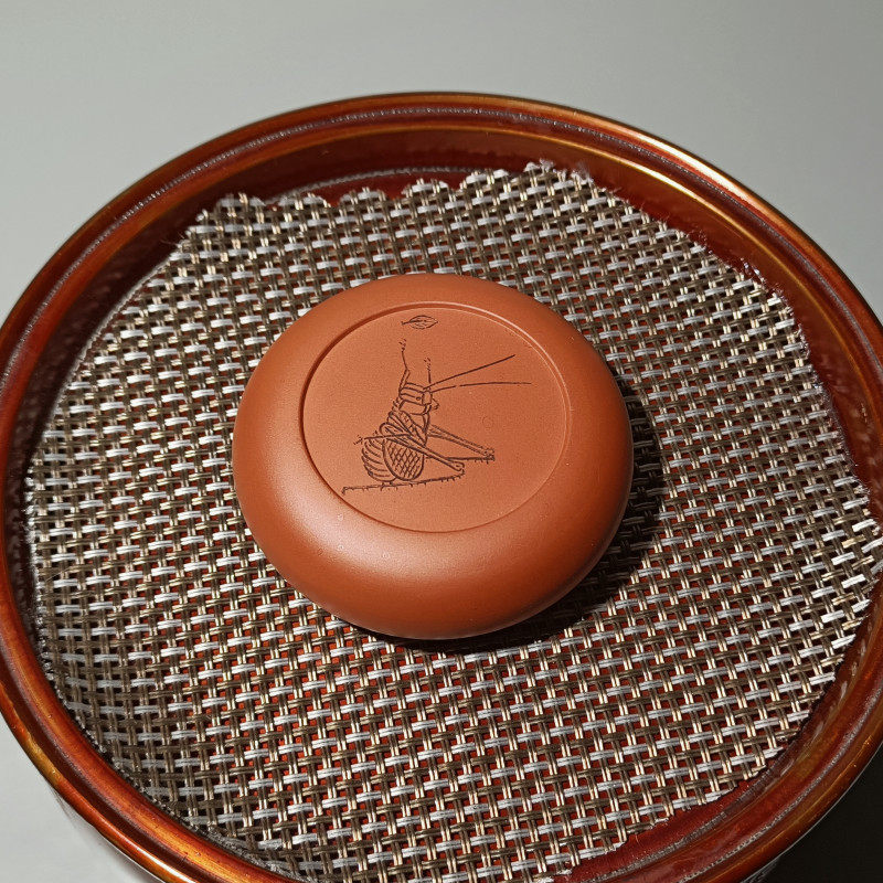 潮州朱泥手拉盖置手工刻绘紫砂壶盖拖工夫茶具摆件茶道茶宠配件