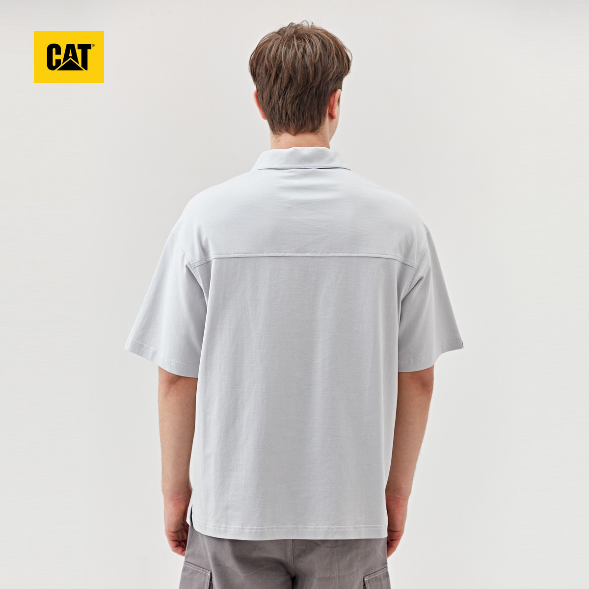 cat卡特2022夏季新款男式短袖翻领休闲简约户外休闲衣