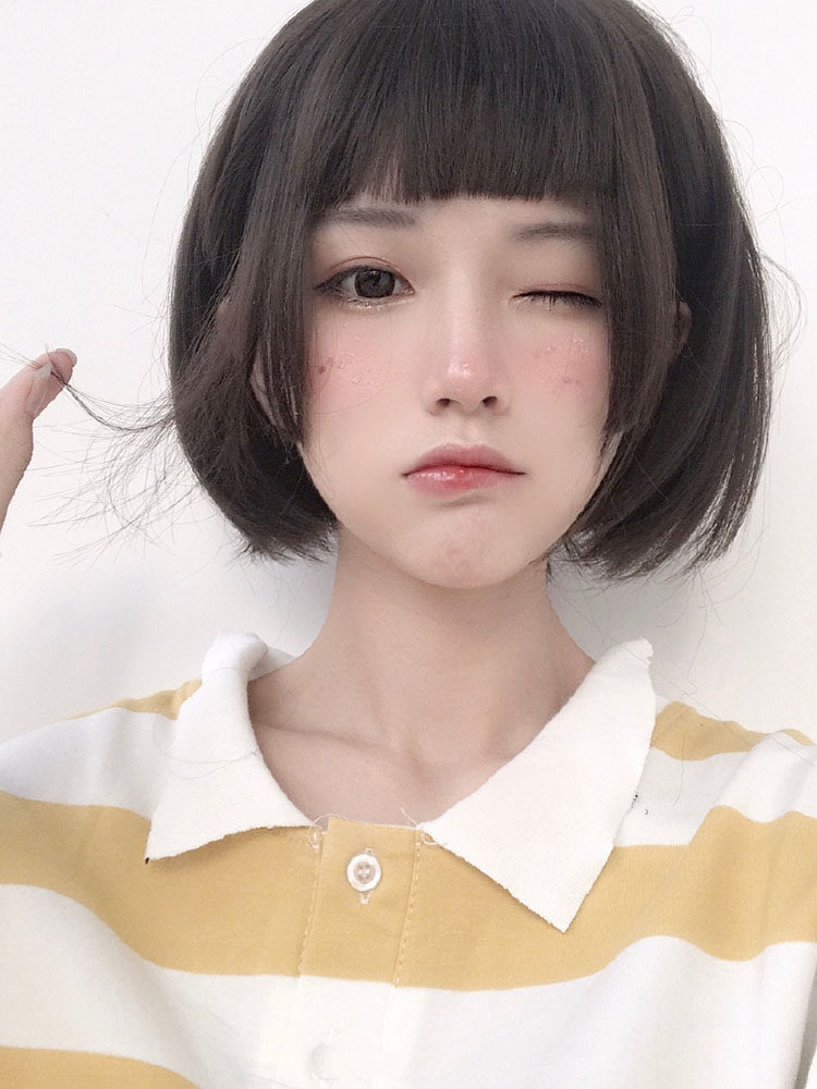 姬发发式假发女学生二次元短直发bobo圆脸日常lolita日常整顶假发