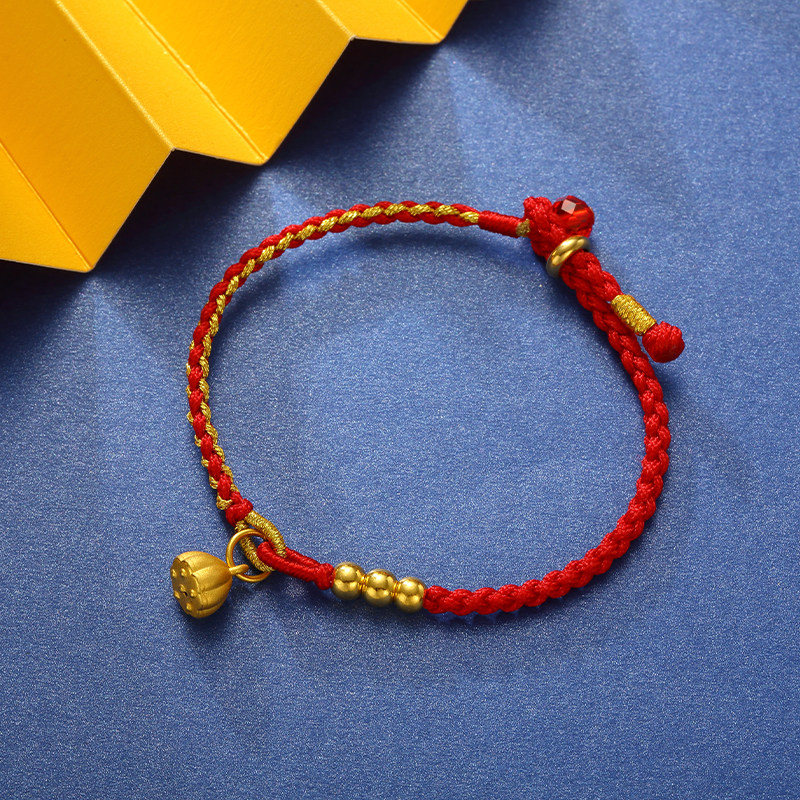 手链幸运金莲蓬吊坠莲蓬珠手串莲子系列转运足金手饰