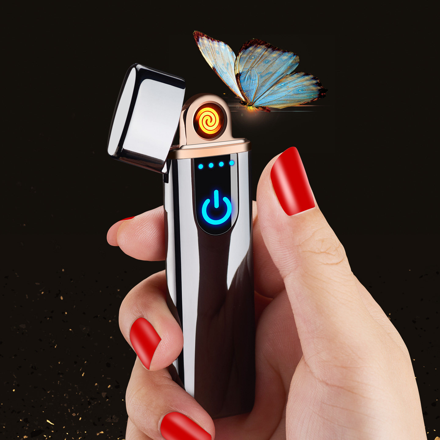 超薄小巧触摸感应充电打火机双面钨丝usb电子点烟器防风定制刻字