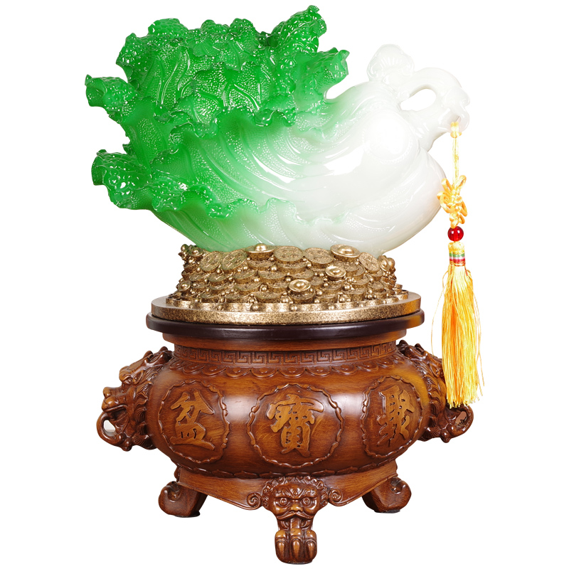 玉白菜摆件招财聚宝盆送朋友闺蜜美容院简约创意礼物店铺前台装饰