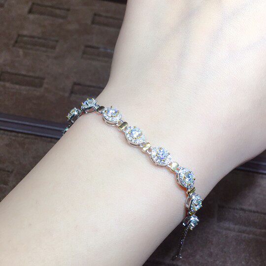 手链色超超美莫桑主石3.5mm20分银钻钻石手饰手链