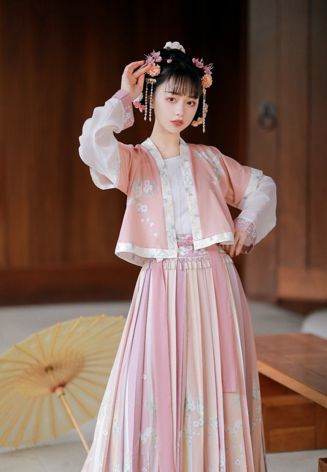 九笙原创 细语 正品汉服女唐制褙子短衫齐腰褶裙改良汉服春夏日常