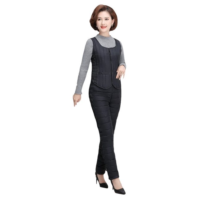 Antarctic winter middle-aged and elderly down pants for men and women wear high-waisted thickened straight-leg slimming plus size mother's cotton pants Antarctic winter middle-aged and elderly down pants for men and women wear high-waisted thickened straight-leg slimming plus size mother's cotton pants