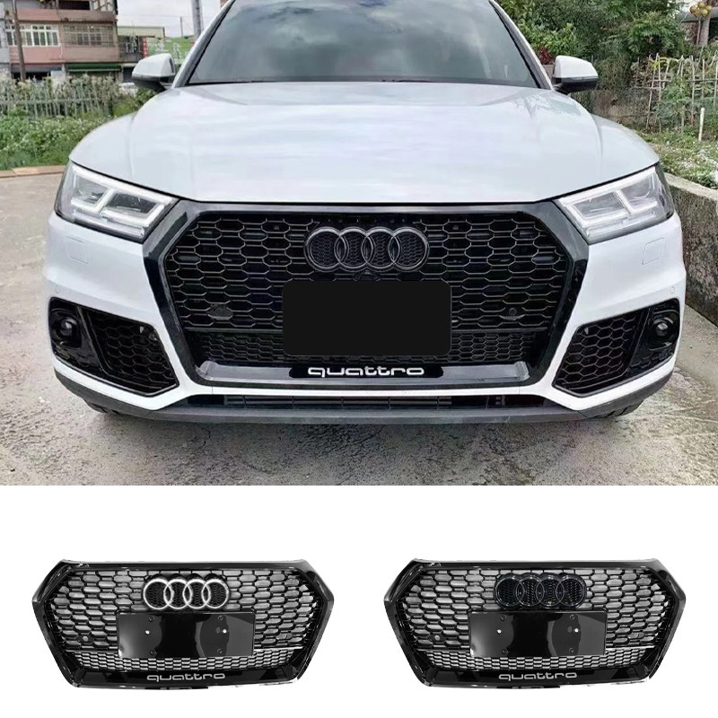 18-20款奥迪q5l改装rsq5蜂窝中网网大包围黑武士中网