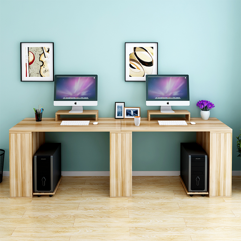 书桌学生双人电脑桌台式家用写字台办公桌书柜组合电脑桌