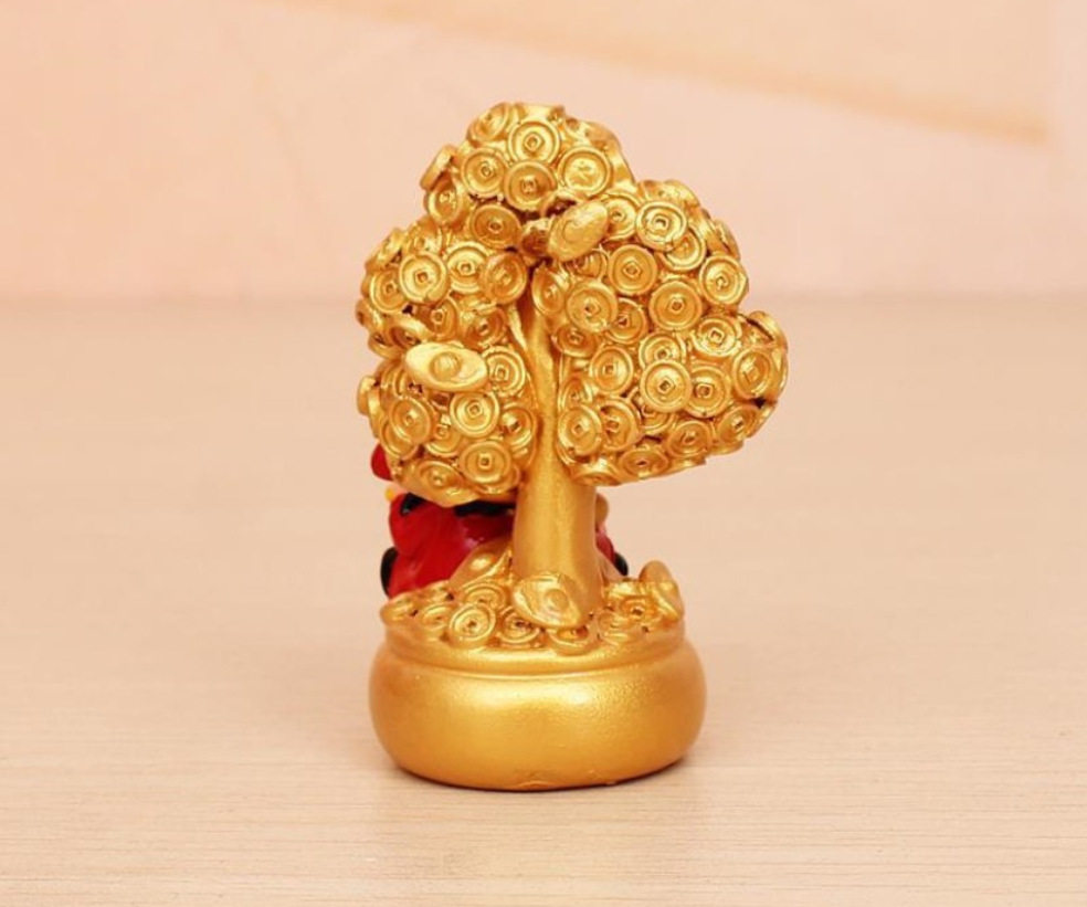 蛋糕装饰财神爷蛋糕摆件发财铜钱树摇钱树情景生日插件暴富插牌