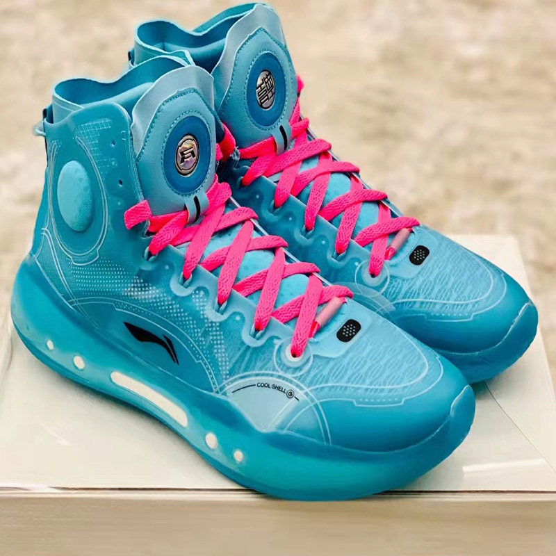 李宁驭帅14lining13翡翠蓝高蓝球鞋带半圆桃红紫红色鞋带