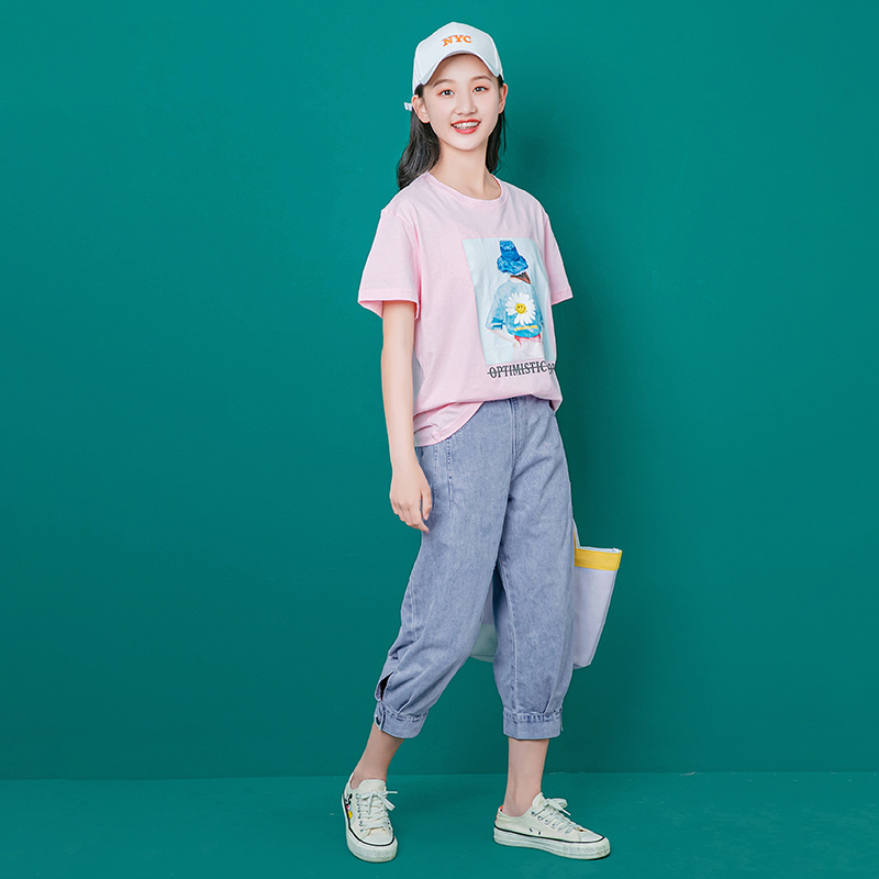 女大童套装洋气时尚夏装2020年新款休闲女孩12女童15岁夏季网红13