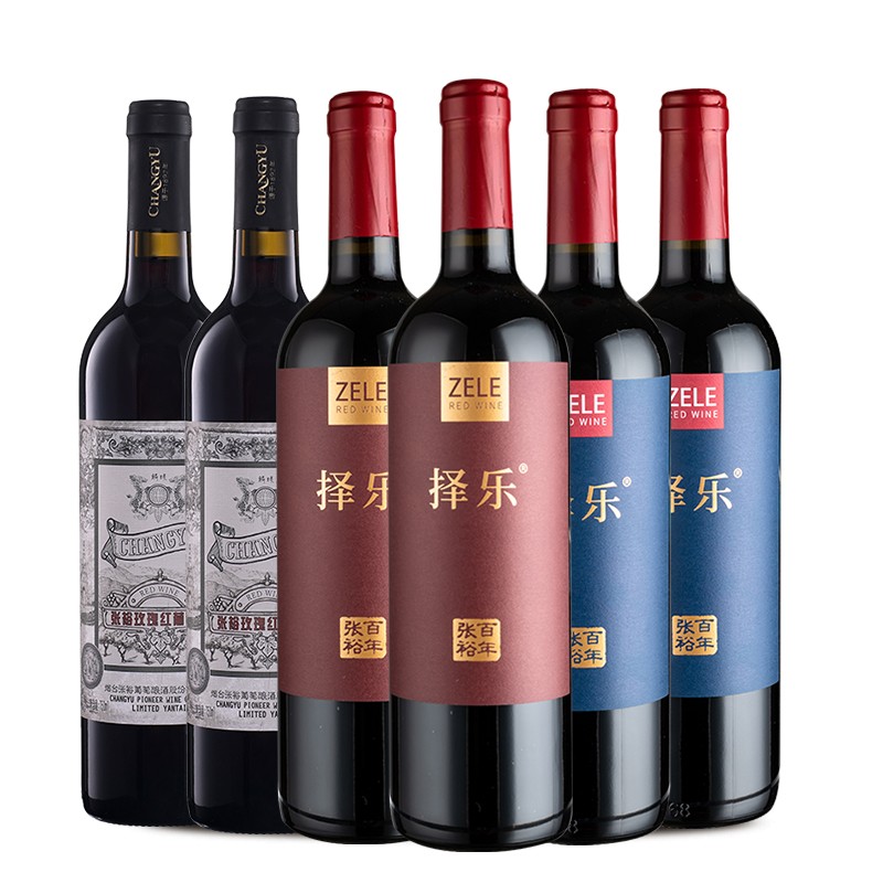 张裕 新疆红酒赤霞珠干红甜红葡萄酒官方旗舰店正品玫瑰红整箱