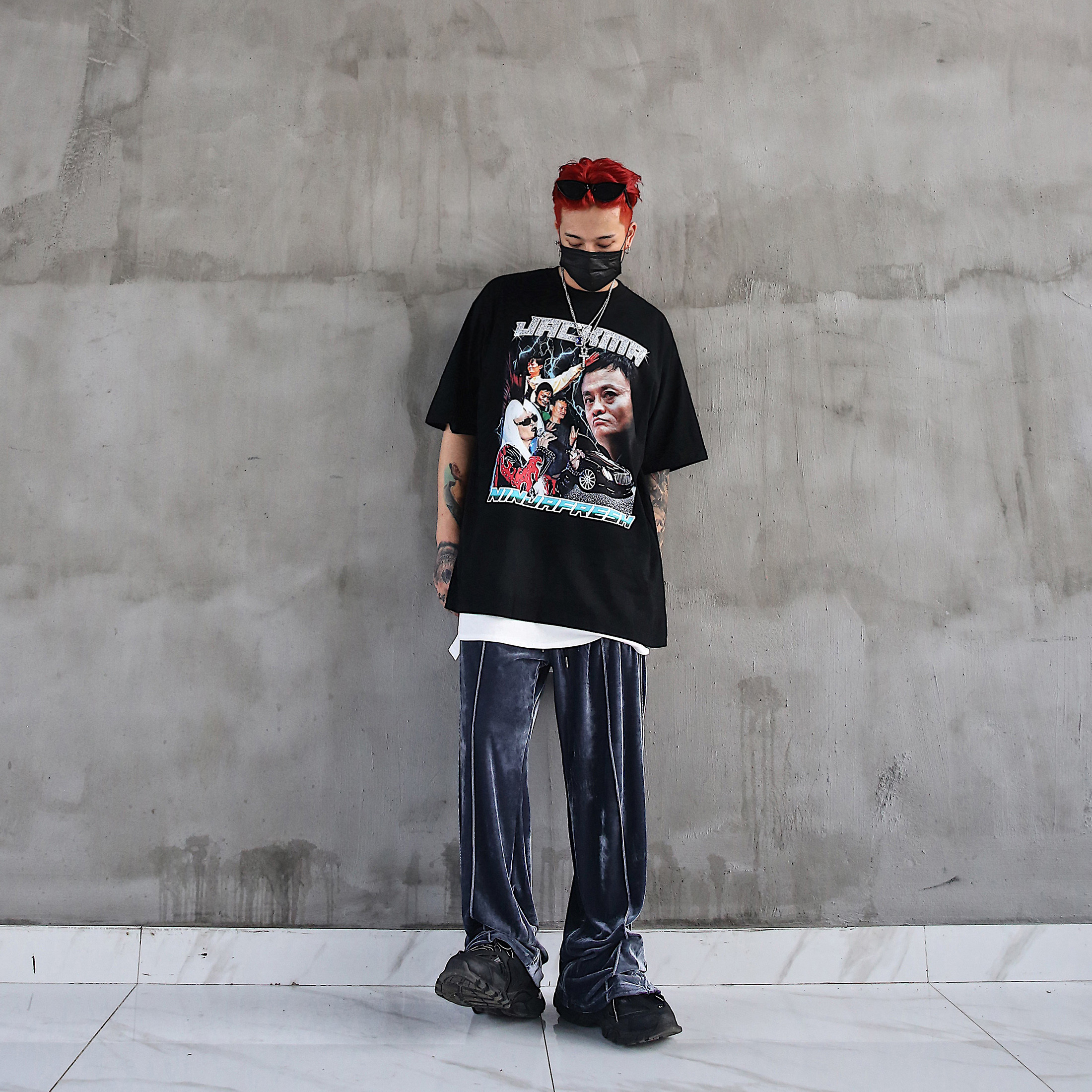 nfg高街丝绒植绒宽松oversize嘻哈街头慵懒百搭棉裤