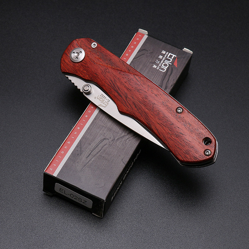 鹰朗el02sz酸枝木户外折叠刀高硬度随身刀具野外求生小刀折刀包邮