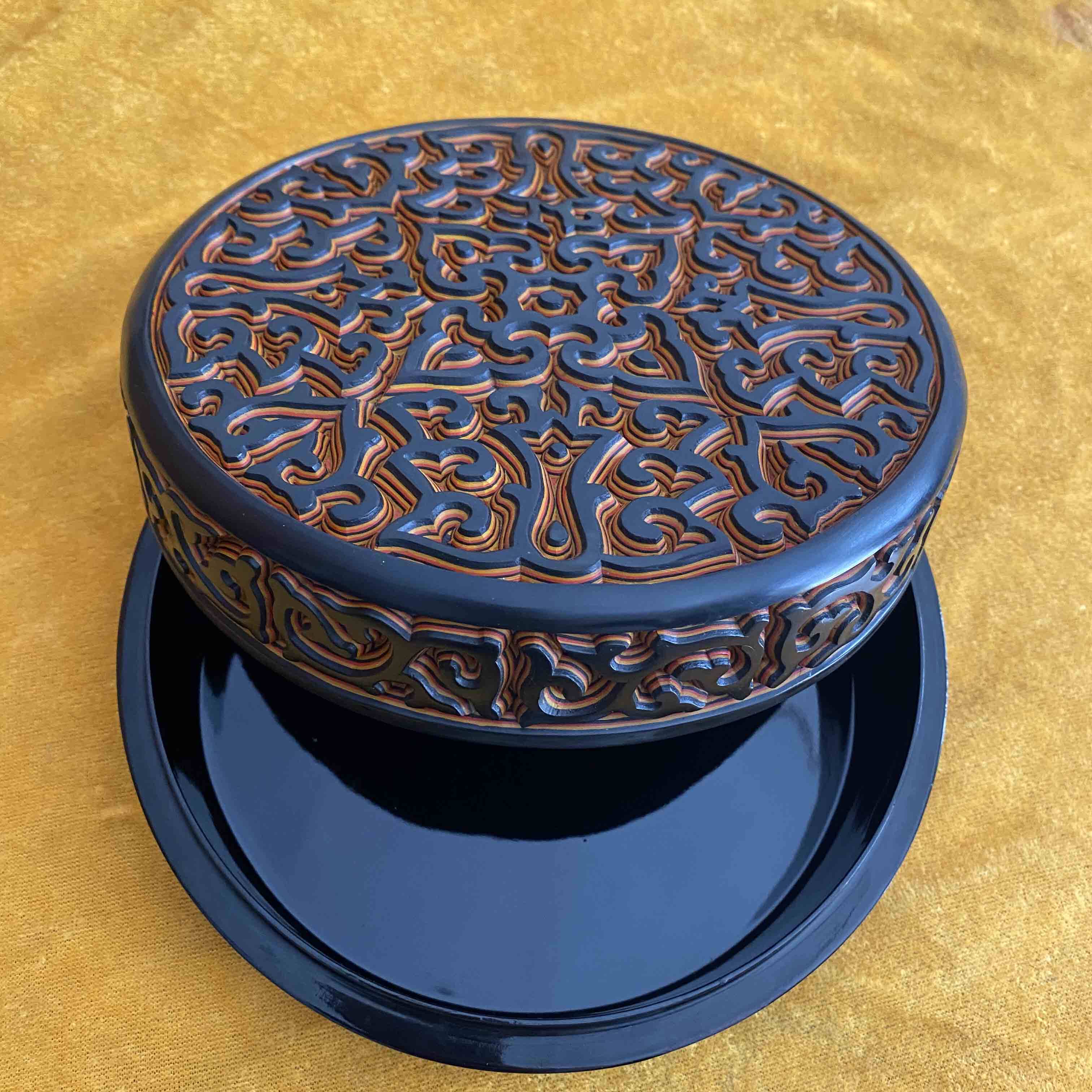 包邮红雕漆非遗老天然大漆漆器剔犀手工雕漆漆器