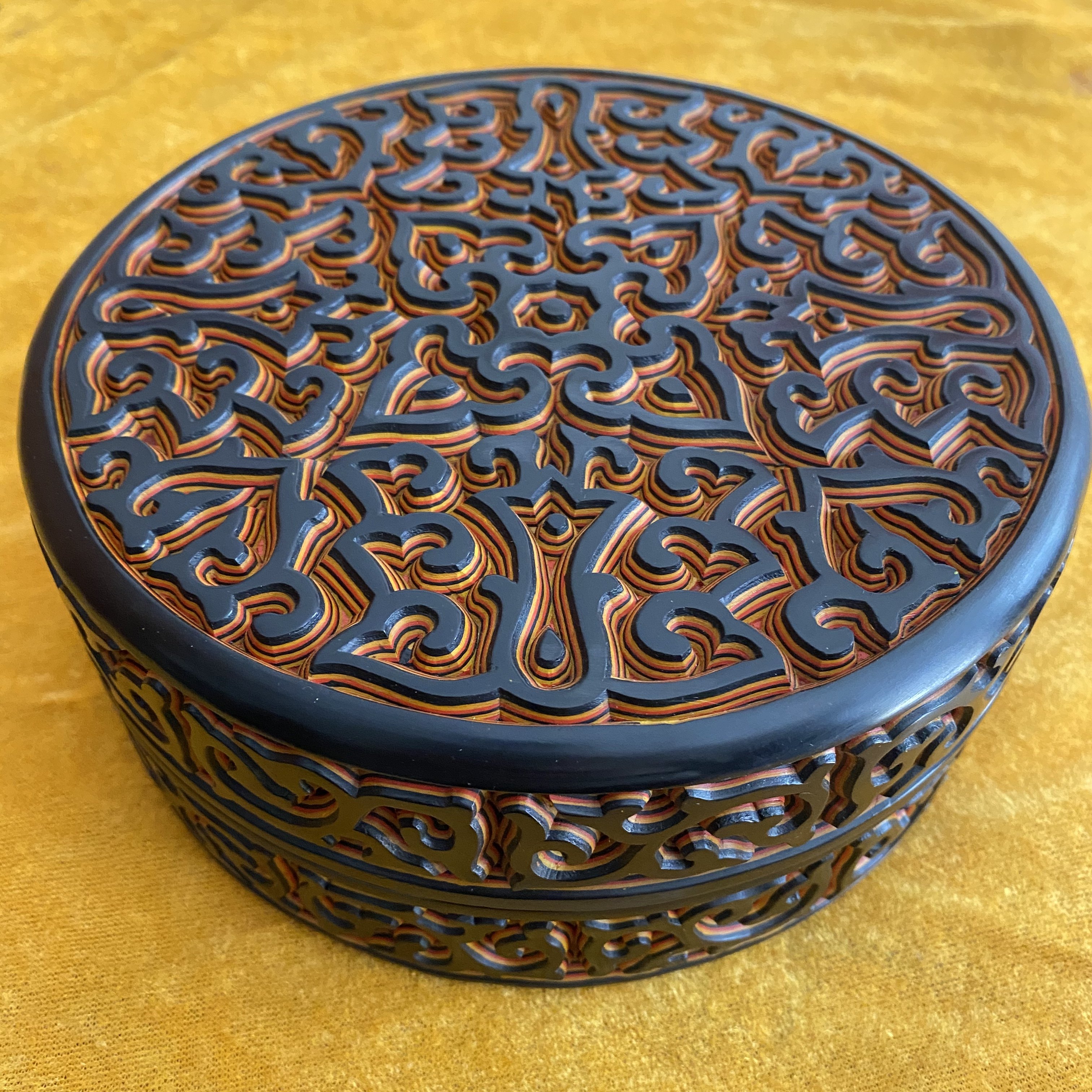 包邮红雕漆非遗老天然大漆漆器剔犀手工雕漆漆器