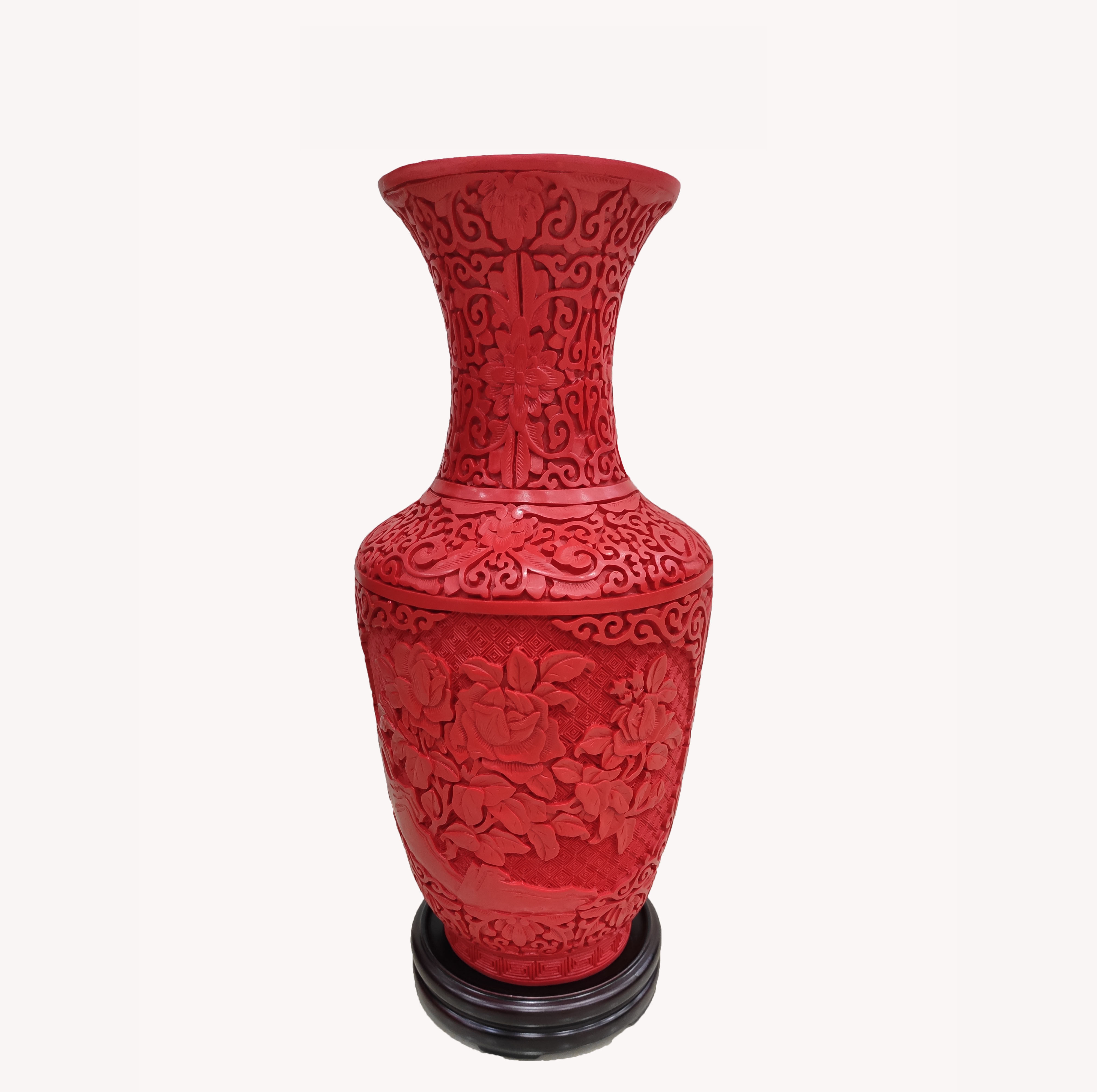雕漆剔红扬州漆器花瓶15寸婚嫁礼品结婚结婚礼漆器
