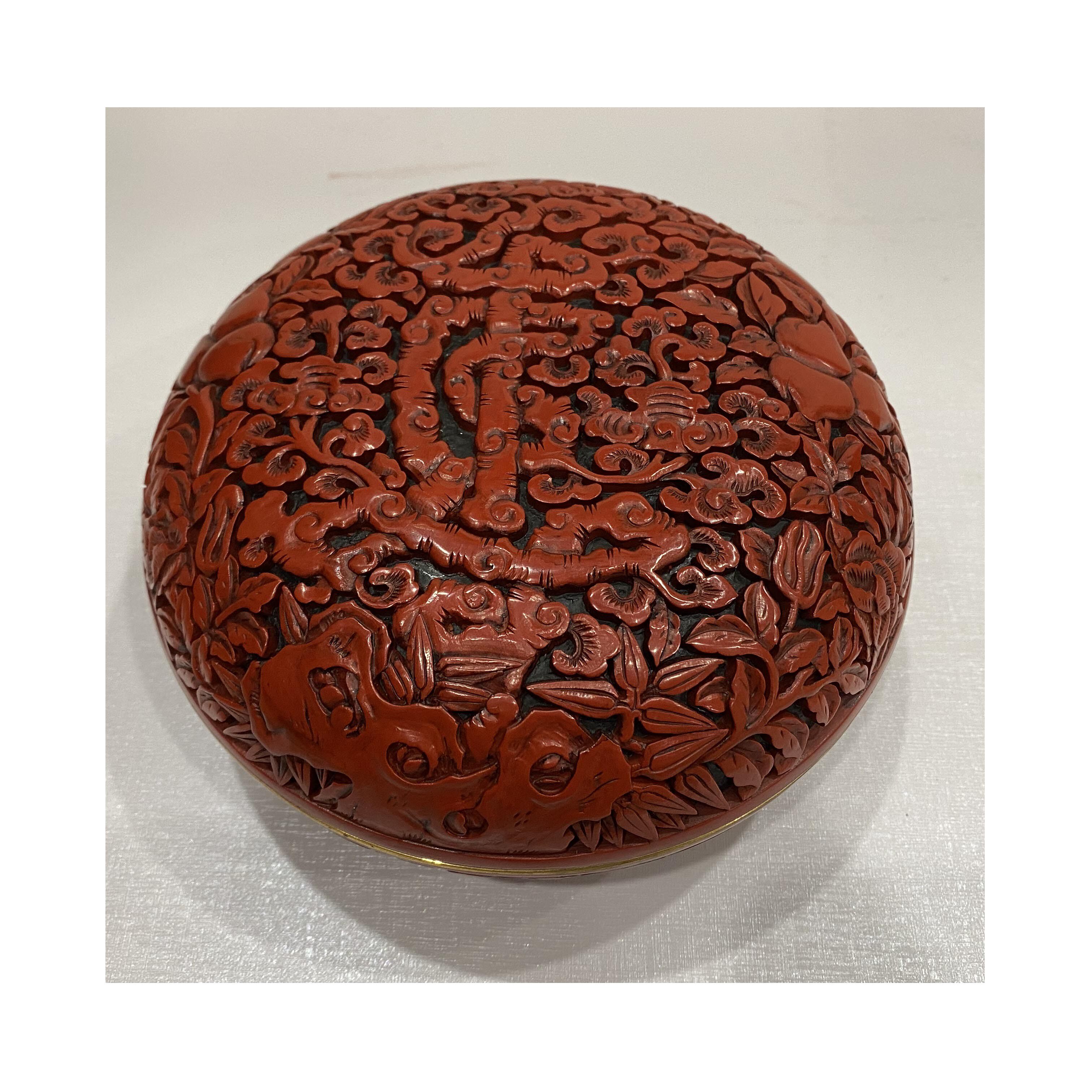 雕漆漆器剔红手工天然大漆生漆圆盒寿字寿桃漆器