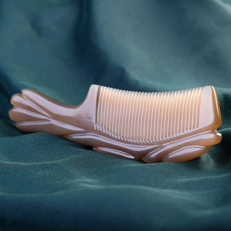 闽宝高端送礼手工雕花白水牛角梳超大号原创梳子